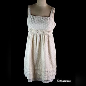 Juicy Couture Y2K  Cream Crochet Tiered Mini Dress, Sz 6, EUC